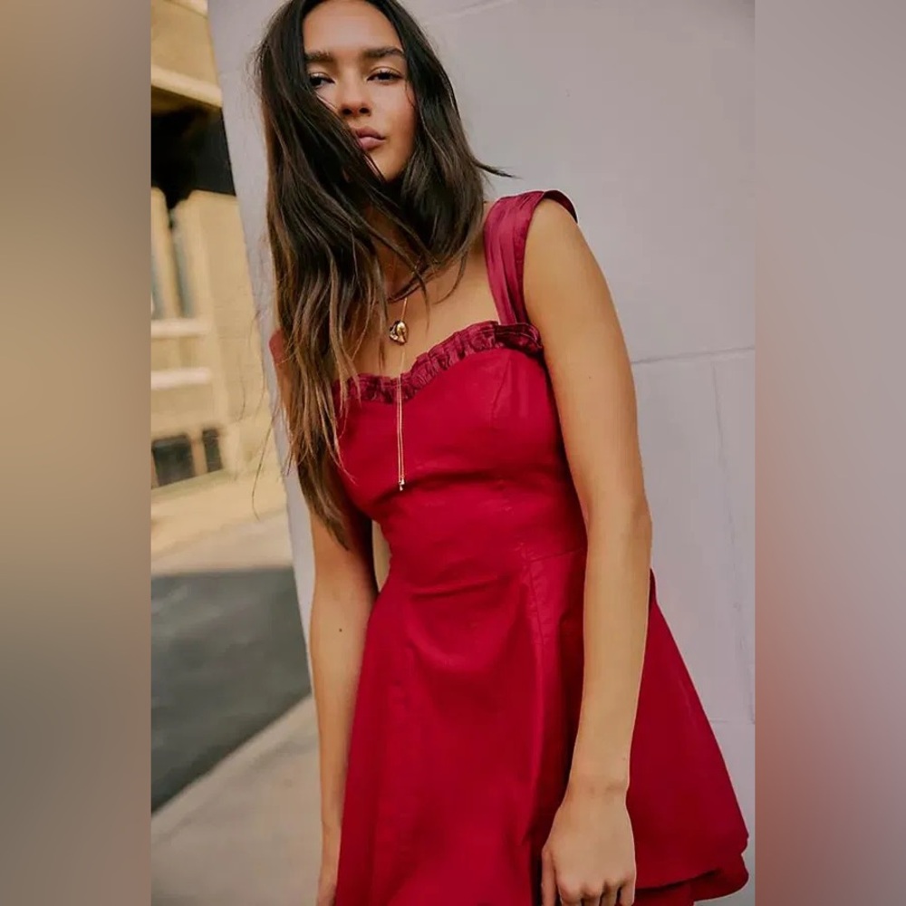 FREE PEOPLE Midnight Magic Mini Dress NWT Red